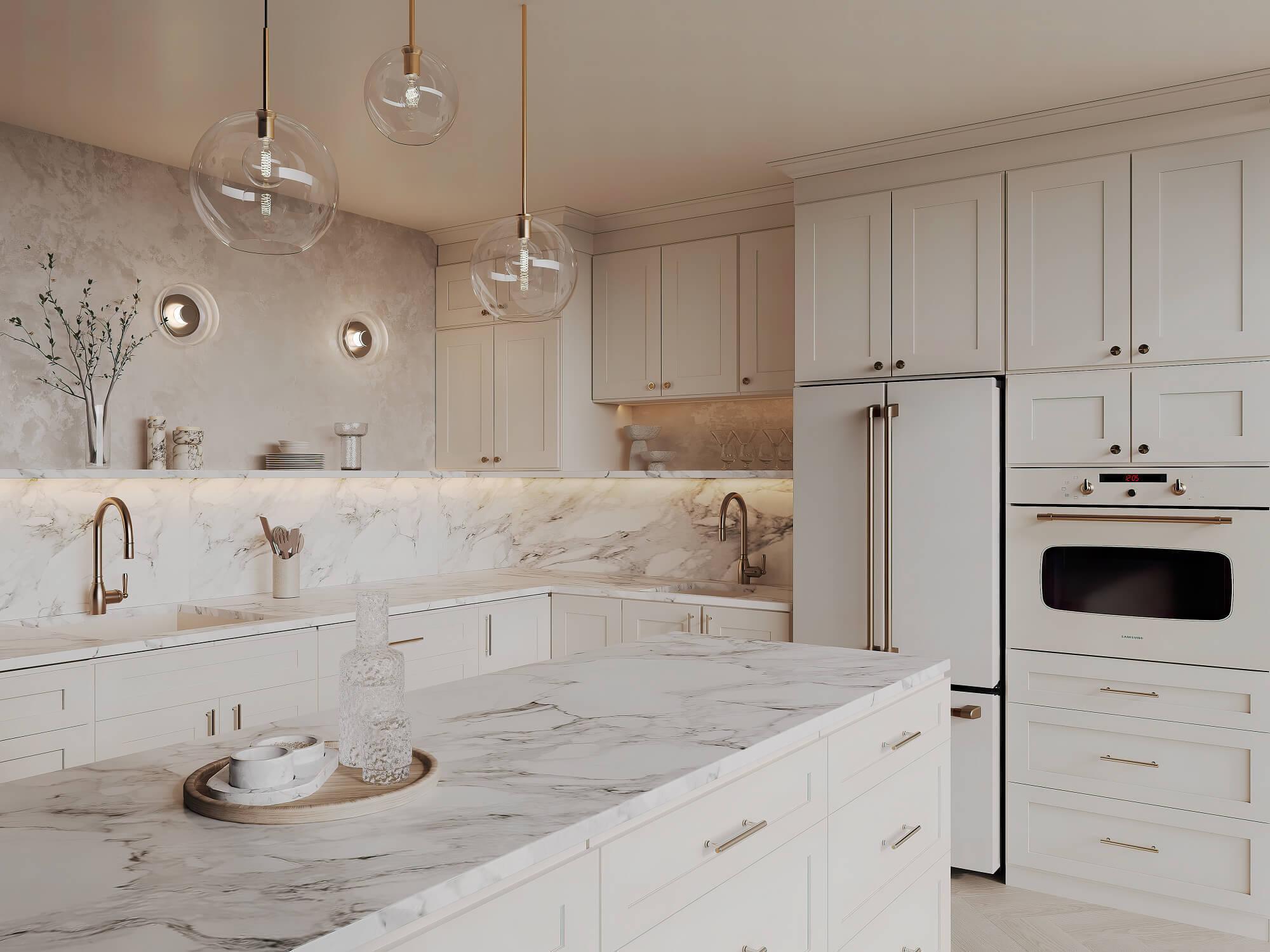 Champagne Maple Shaker kitchen cabinets