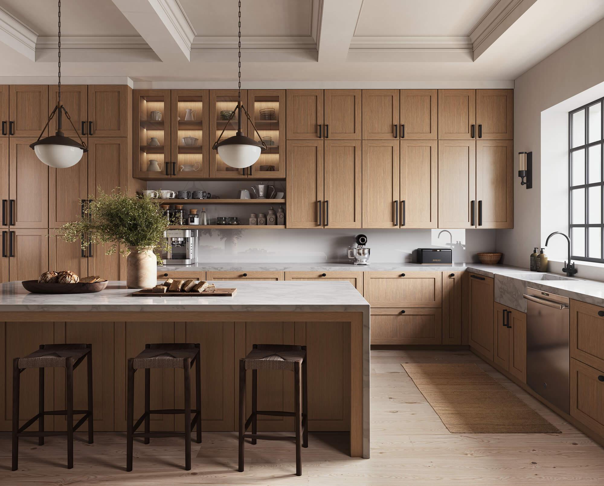 Homestead Oak Shaker kitchen cabinets